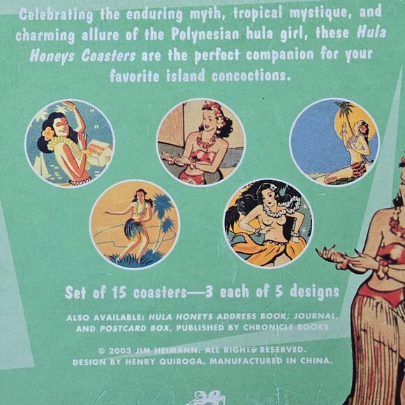 Vintage Hula Honeys Cardboard Coasters 2003 Set of 9 With Drink Recipes On Back - Picture 4 of 5